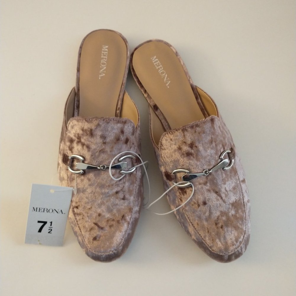 Merona pink velvet mules NWT size 7.5